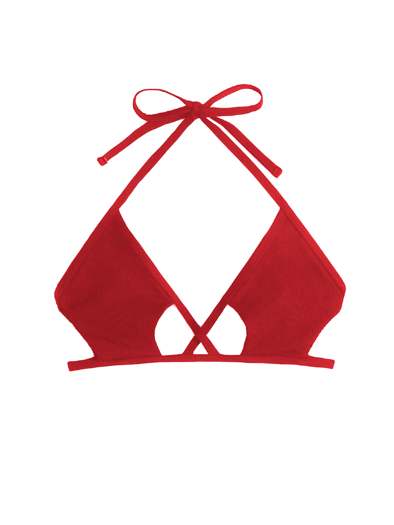 JoyPoem Women's Cut Out Tie Knot Halter Swimwear Triangle Bikini Top