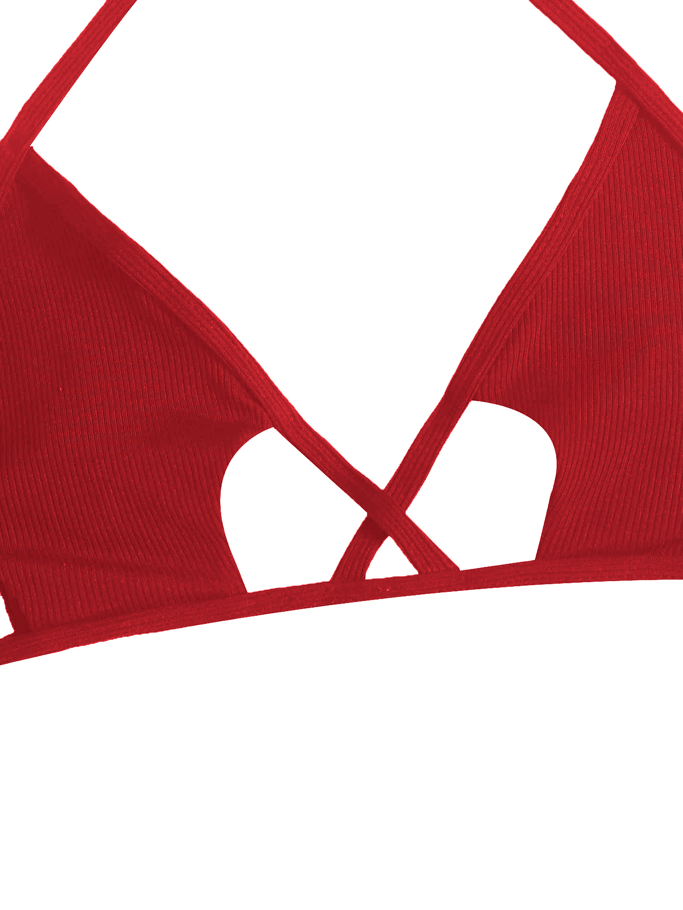 JoyPoem Women's Cut Out Tie Knot Halter Swimwear Triangle Bikini Top - Image 4