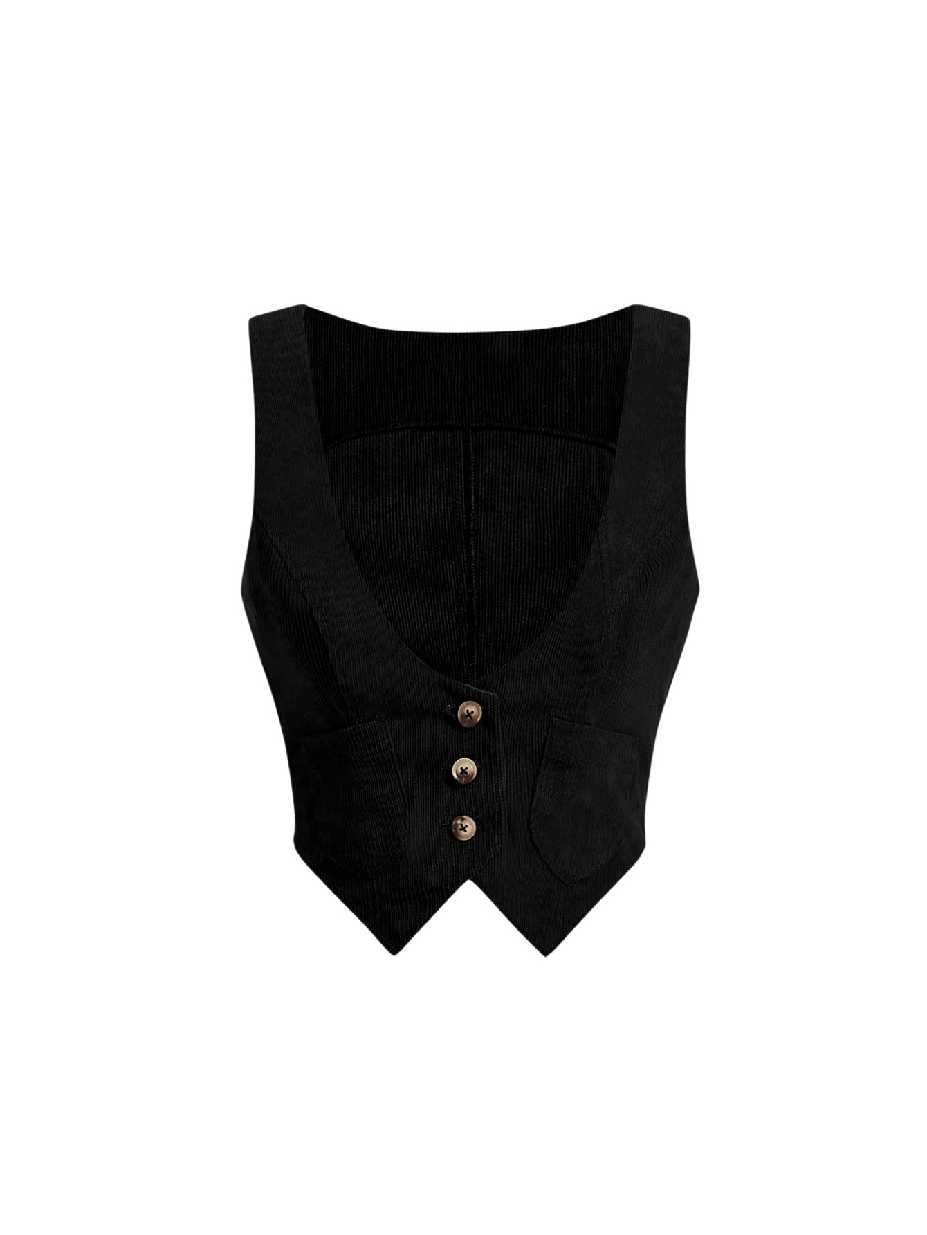 JoyPoem Women's Button Front Scoop Neck Sleeveless Patch Pocket Crop Vest Blazer Jacket