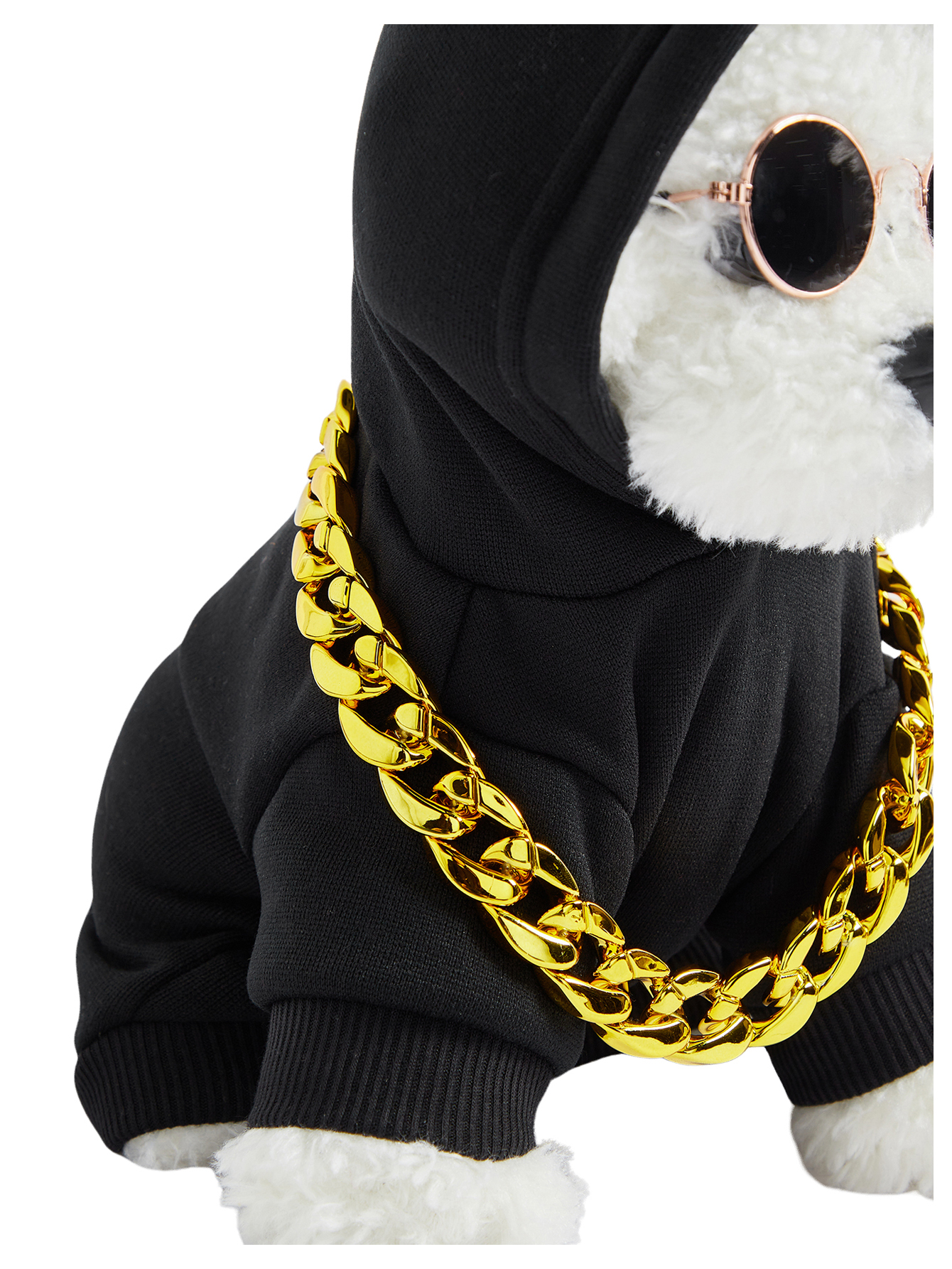 JoyPoem 3Pcs Dog Hoodie Cat Apparel Dog Custume Set with Necklace and Sunglasses Pet Clothes for Puppy Small Medium Dogs Cats Light Blue XX-Small - Image 3