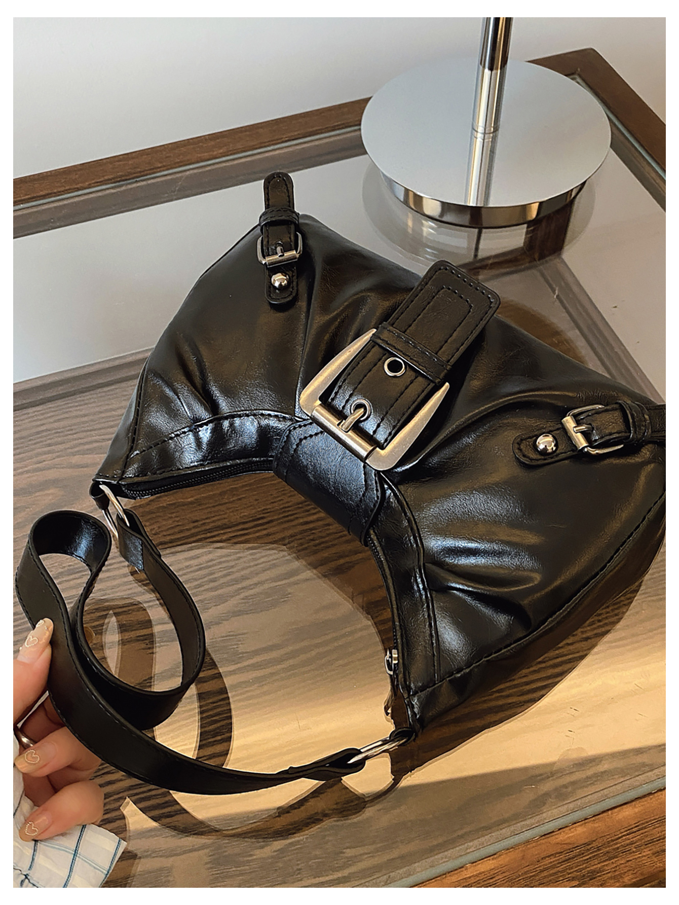 JoyPoem Shoulder Bag for Women Y2k Mini Purse Cute Goth Punk Vintage Purse | Top Handle, Buckle, Punk, Purses, Bags - Image 3