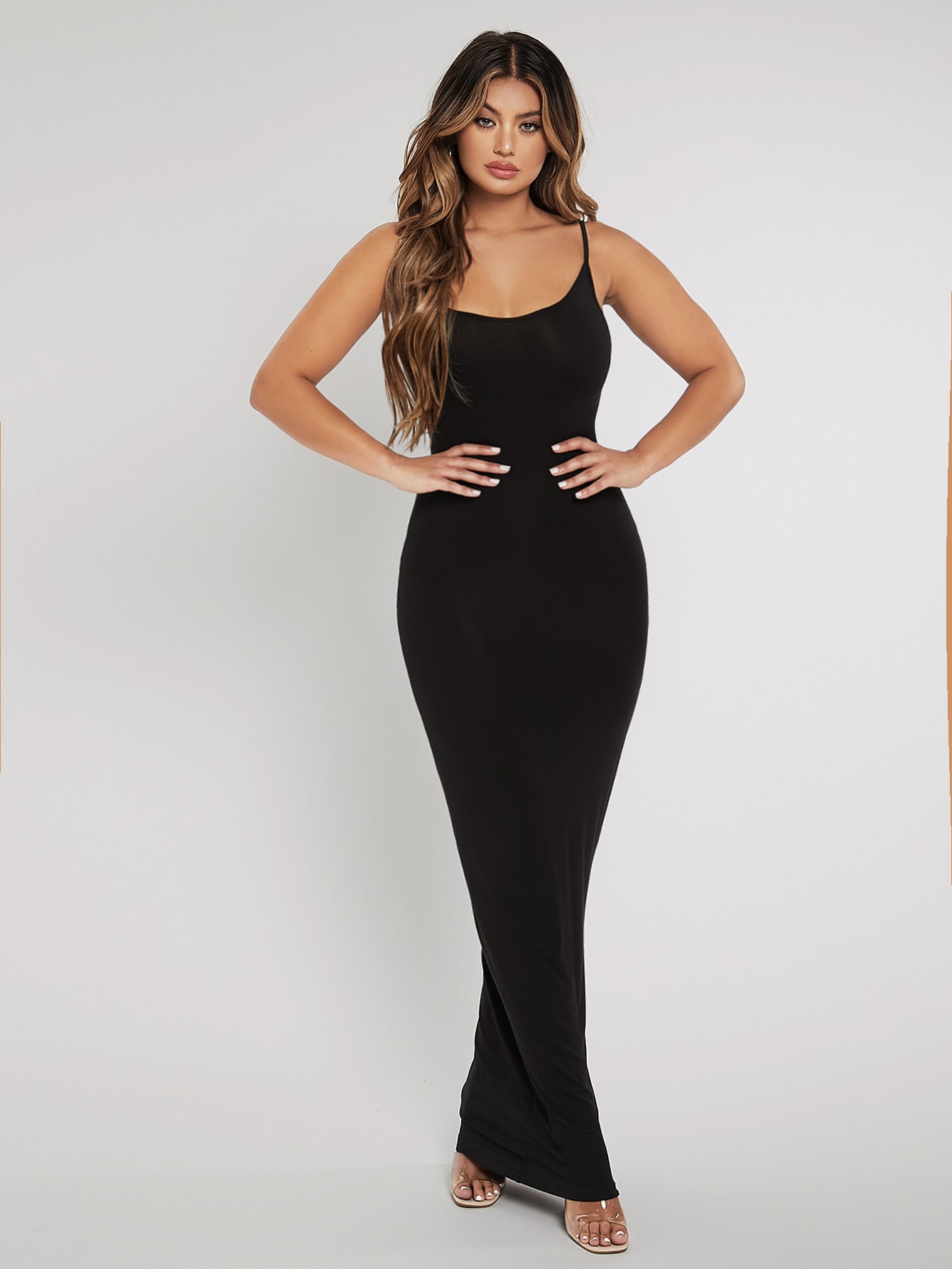 JoyPoem Women's Sleeveless Long Bodycon Maxi Tank Scoop Neck Casual Pencil Dress