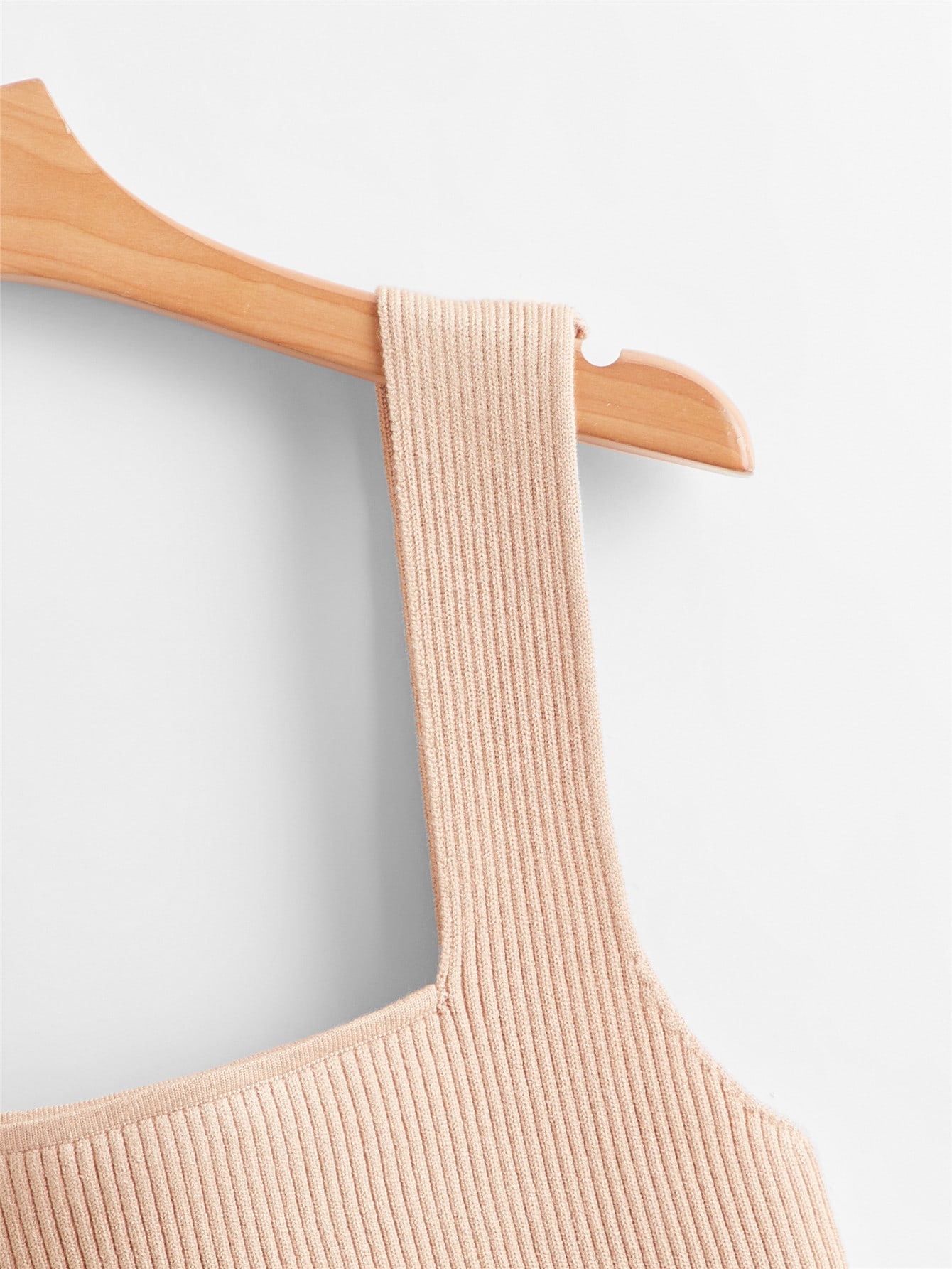 JoyPoem Square Neck Sleeveless Solid Ribbed Knit Crop Top Tank - Image 3