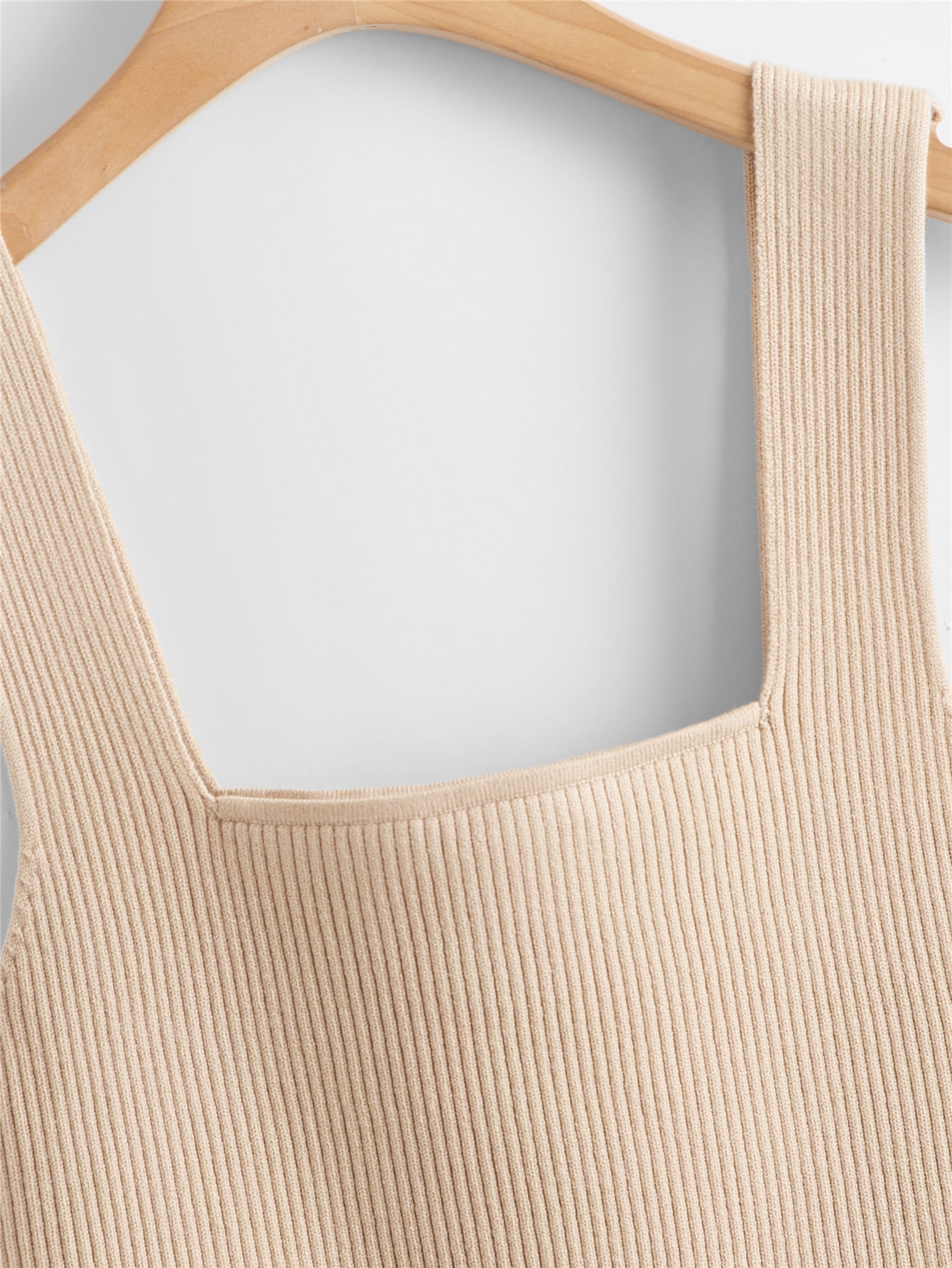 JoyPoem Square Neck Sleeveless Solid Ribbed Knit Crop Top Tank - Image 4