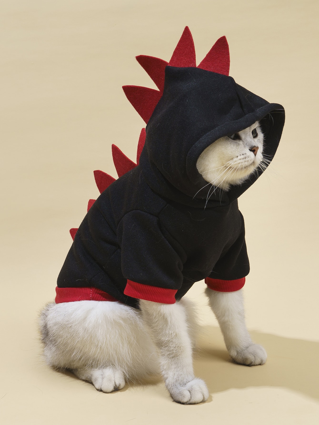 JoyPoem Dinosaur Dog Hoodie - Warm Jacket for Puppy, Kitten, Small & Medium Dogs & Cats - Black, XXS