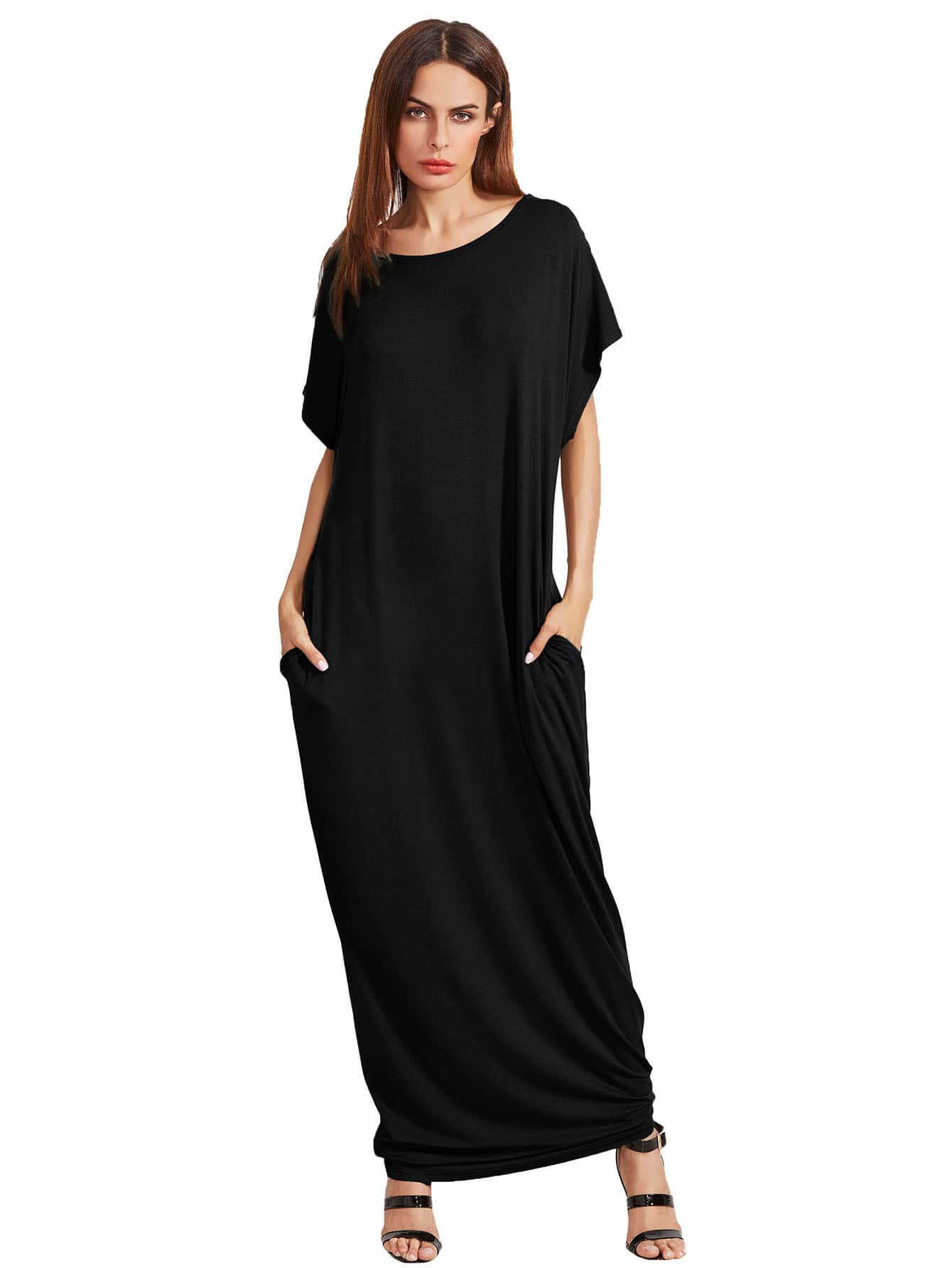 JoyPoem Women's Short Sleeve Loose Long Maxi Lounge Dress with Pockets - Image 4