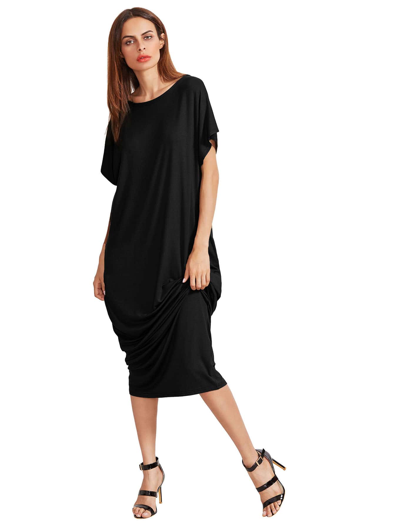 JoyPoem Women's Short Sleeve Loose Long Maxi Lounge Dress with Pockets - Image 5