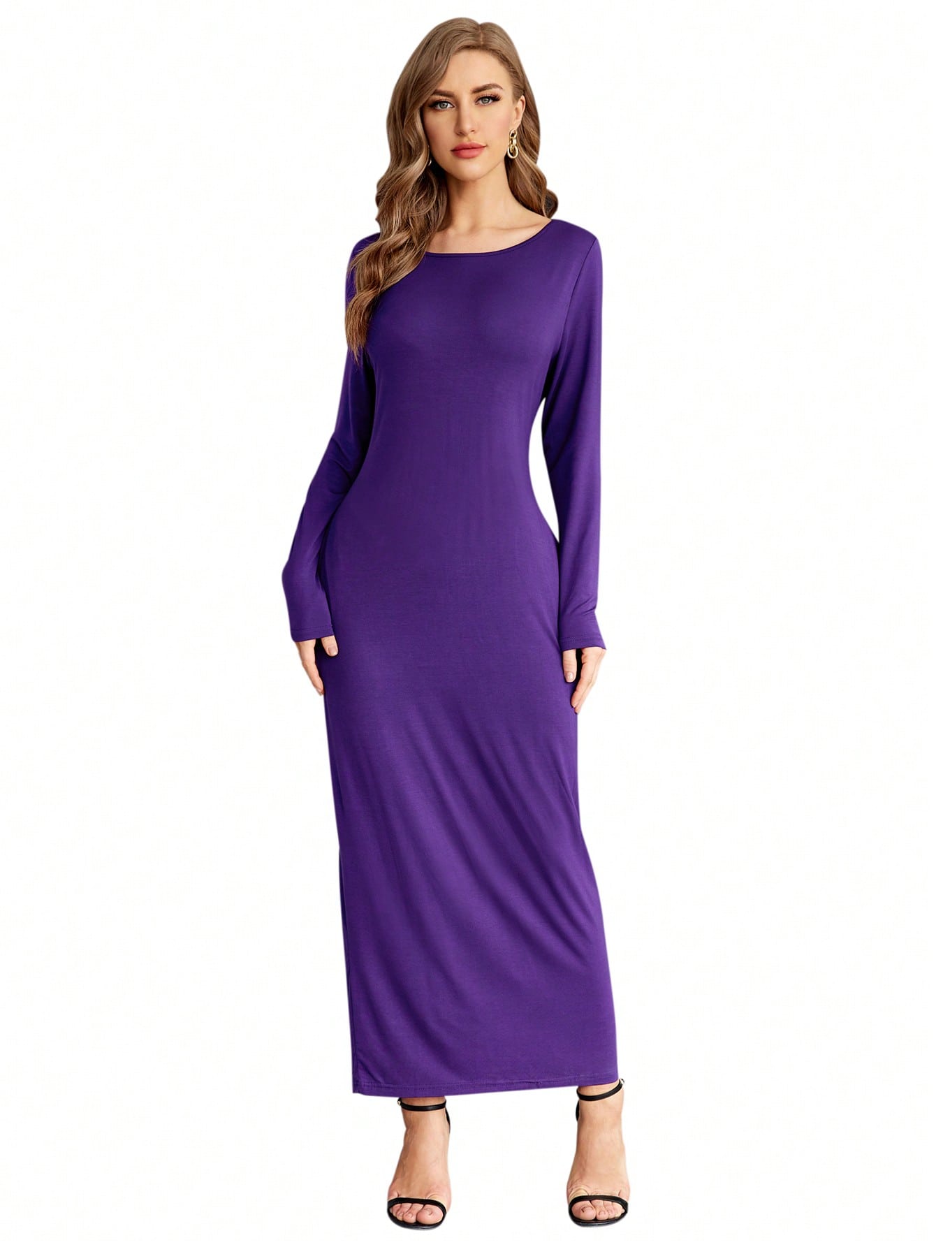 JoyPoem Women's Long Sleeve Pocketed Loose Long Lounge Maxi Dress