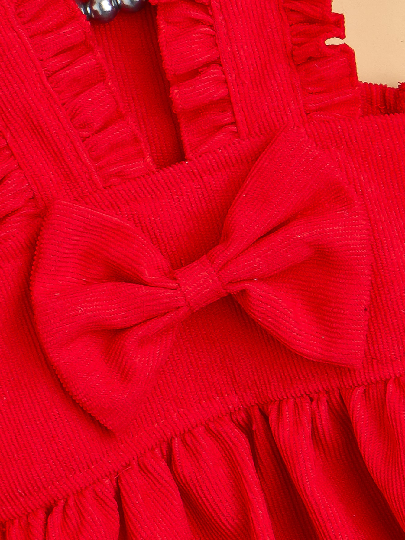 JoyPoem Bow Dog Dress Ruffle Trim Princess Dress Pet Clothes with Bow Clip Red X-Small - Image 5