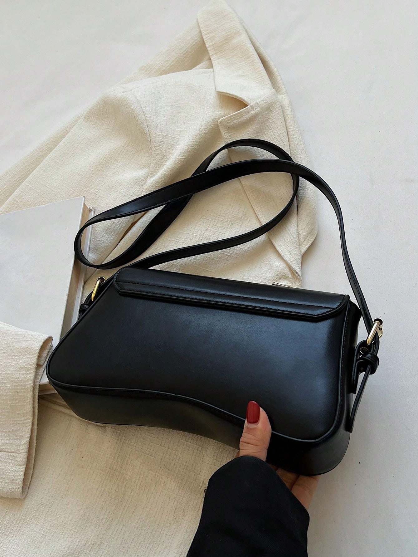 JoyPoem Women's Leather Shoulder Bag Clutch Purses Trendy Hobo Crossbody Handbags Y2K Saddle Flap Underarm Purse - Image 5