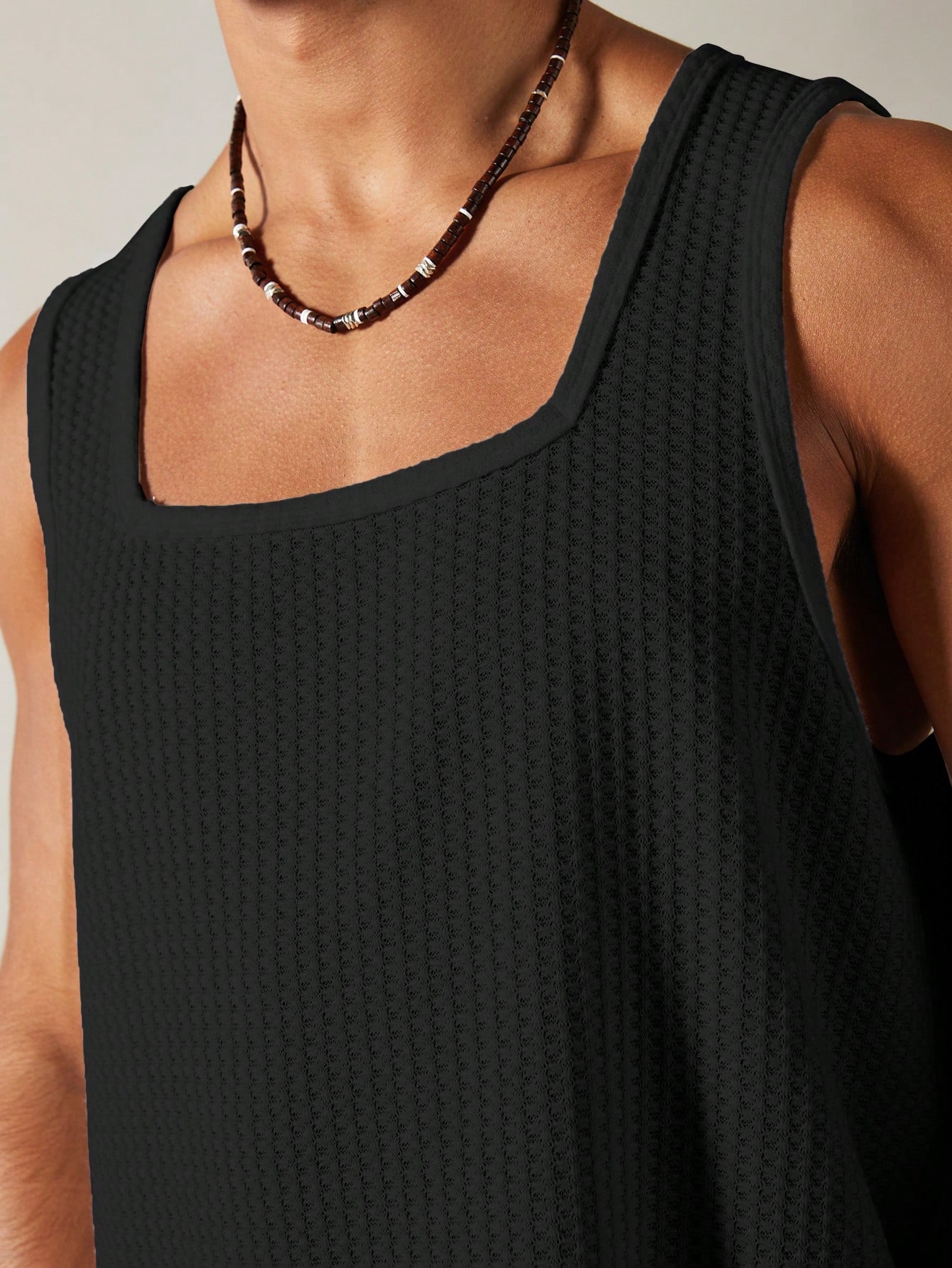 JoyPoem Men's Sleeveless Square Neck Waffle Basic Tank Tops Undershirt - Image 5