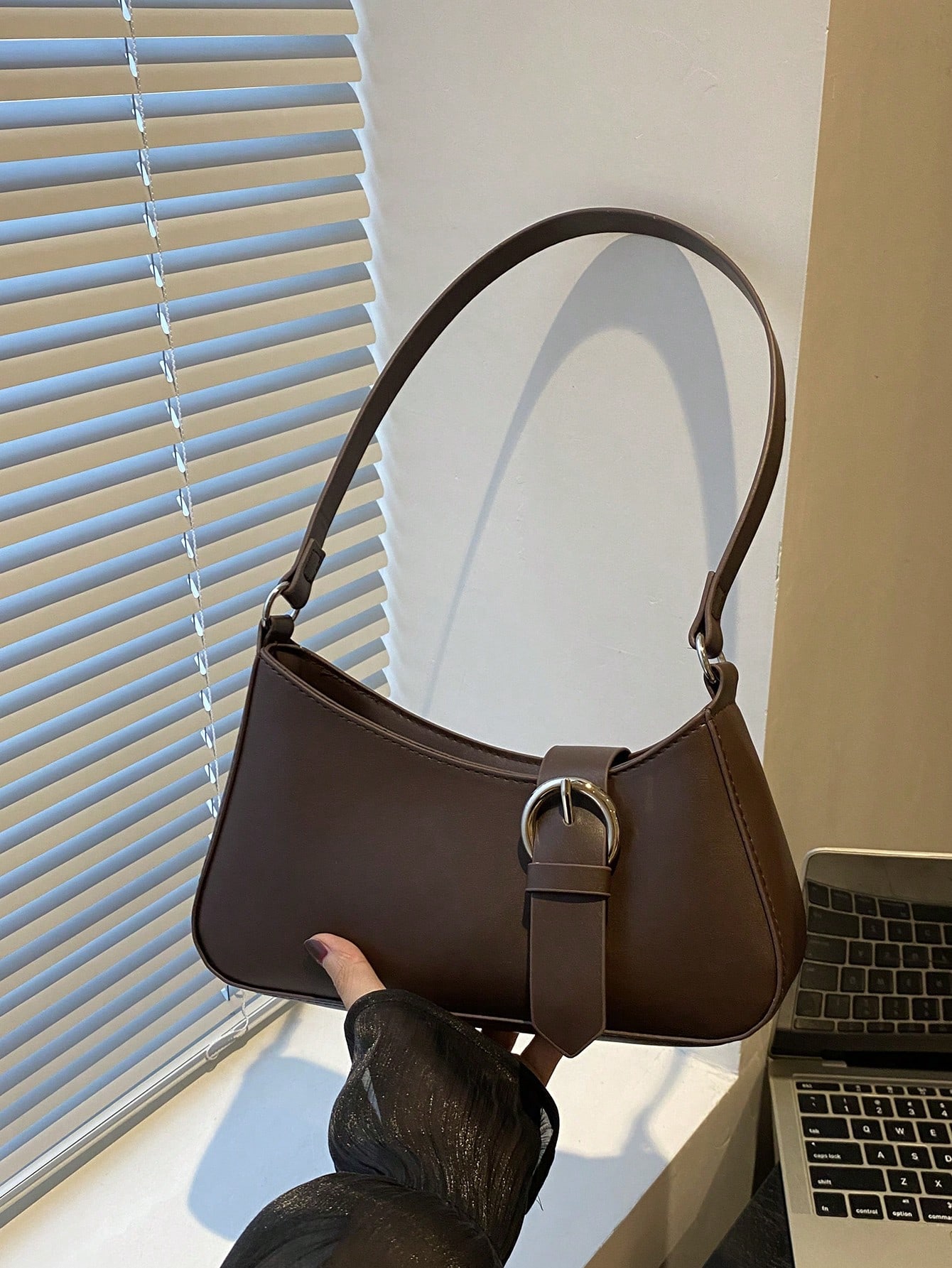 JoyPoem Women's Buckle Zipper Crescent Shoulder Handbags Vintage Top Handle Underarm Bags - Image 3