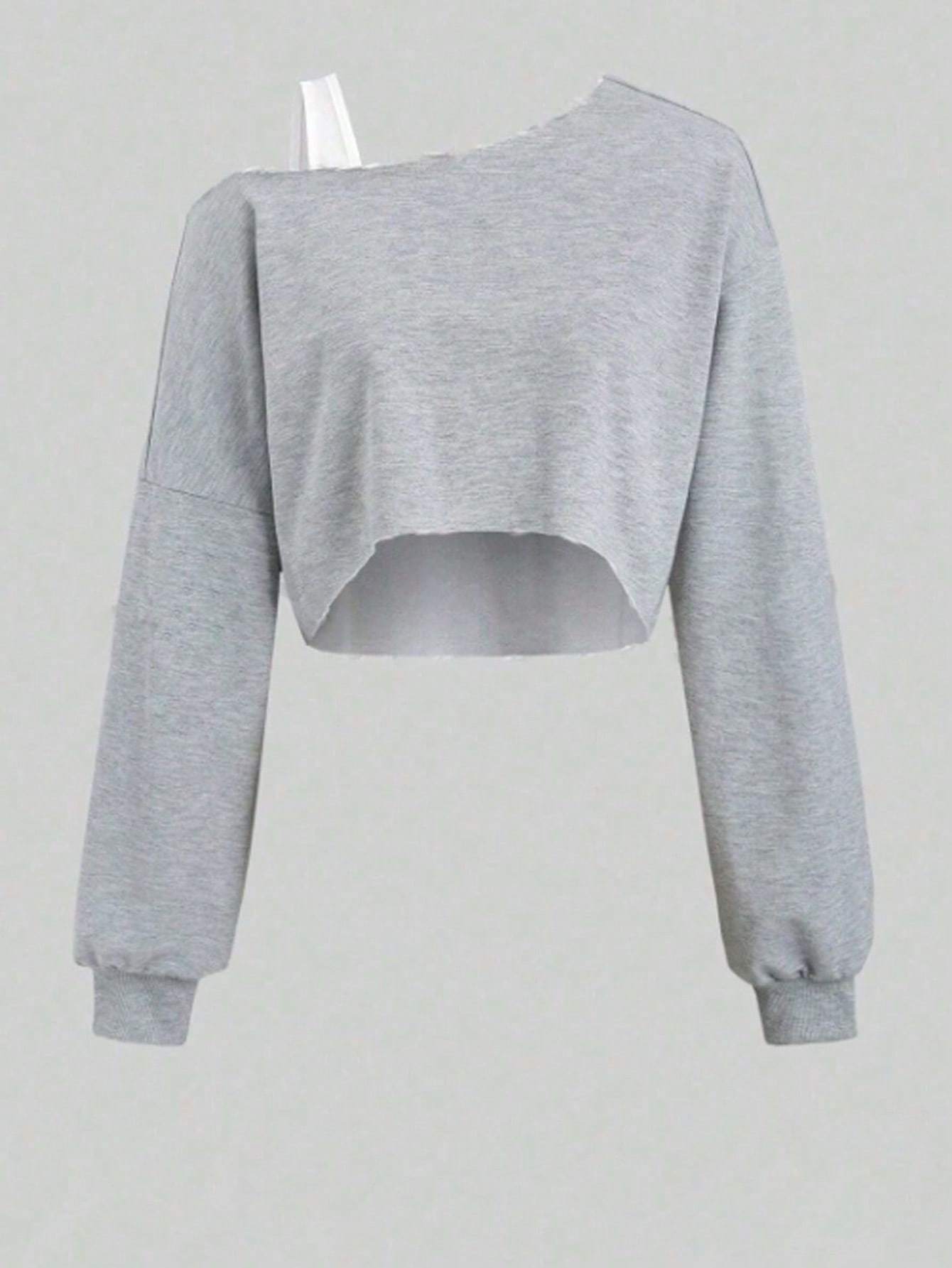 JoyPoem Girl's Lightweight Y2k Off The Shoulder Crop Tops Asymmetrical Neck Fall Athletic Sweatshirts