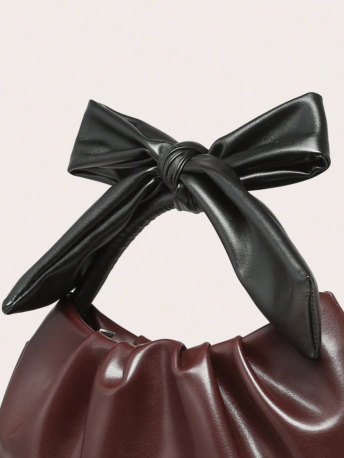 JoyPoem Women's Ruched Hobo Handbag Cute Bow Clutch Purse Small Leather Top Handle Bags - Image 5