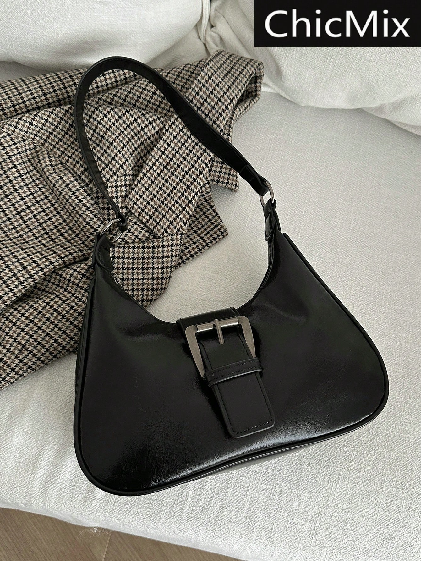 JoyPoem Women's Buckle Crossbody Shoulder Bags Retro Top Handle Crescent Underarm Handbag
