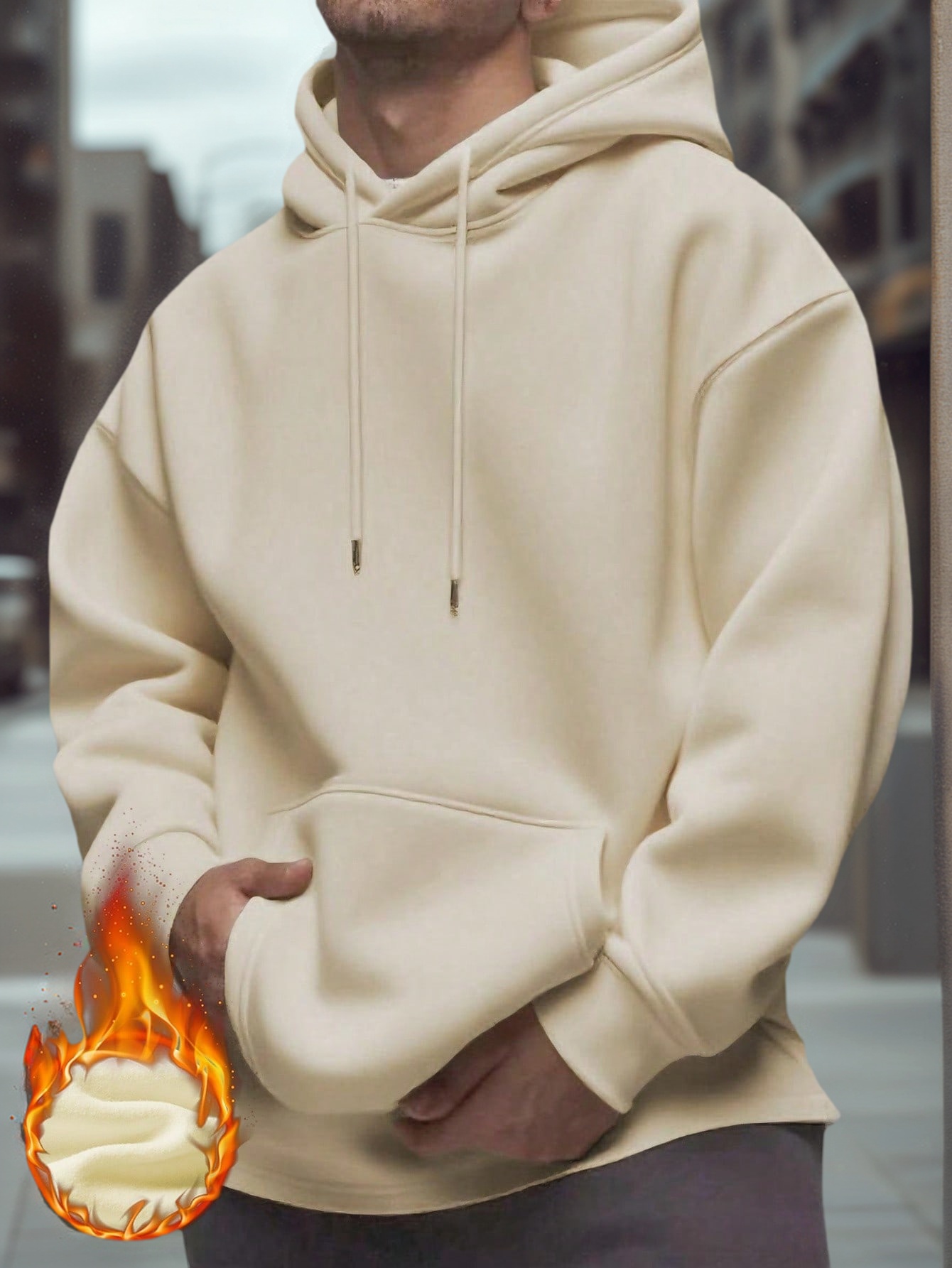 JoyPoem Men's Drawstring Hoodies Long Sleeve Drop Shoulder Loose Hooded Sweatshirt
