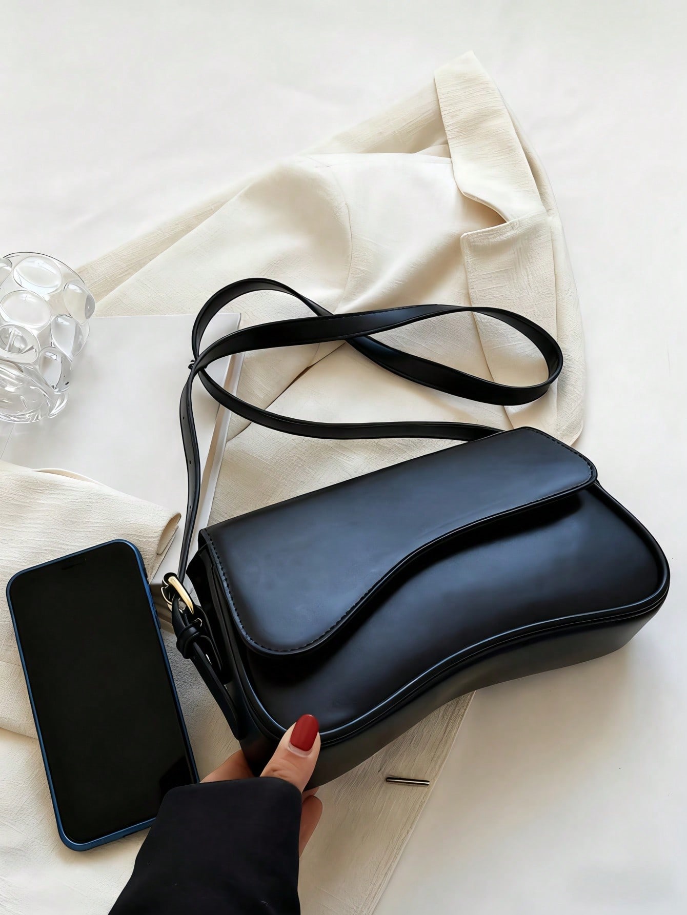 JoyPoem Women's Leather Shoulder Bag Clutch Purses Trendy Hobo Crossbody Handbags Y2K Saddle Flap Underarm Purse - Image 4